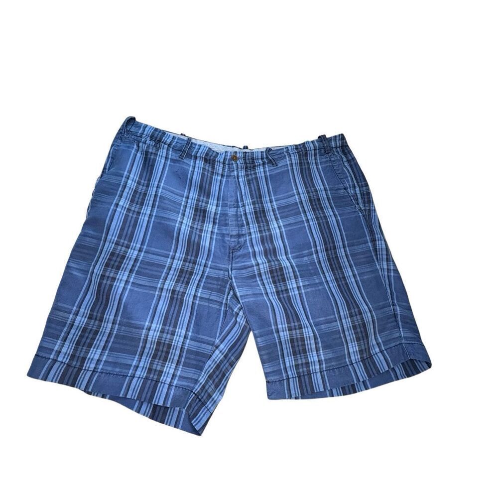 Polo Ralph Lauren silk and linen blend blue plaid shorts - 46B